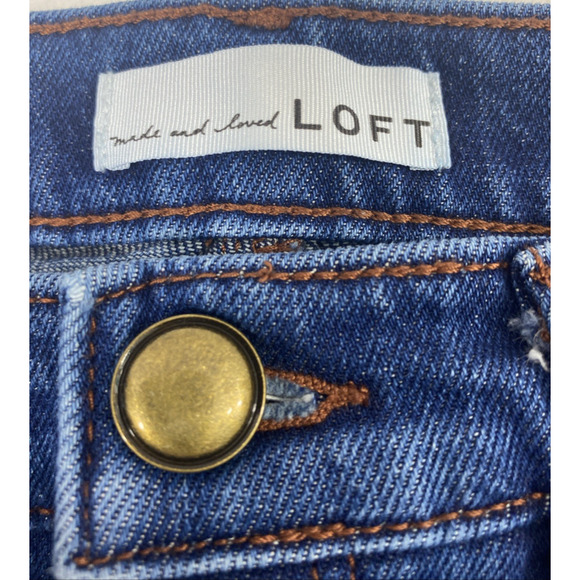 Loft Super Flare Jeans Womens Size 8 Blue Medium Wash Denim Corded High Rise - Picture 3 of 12